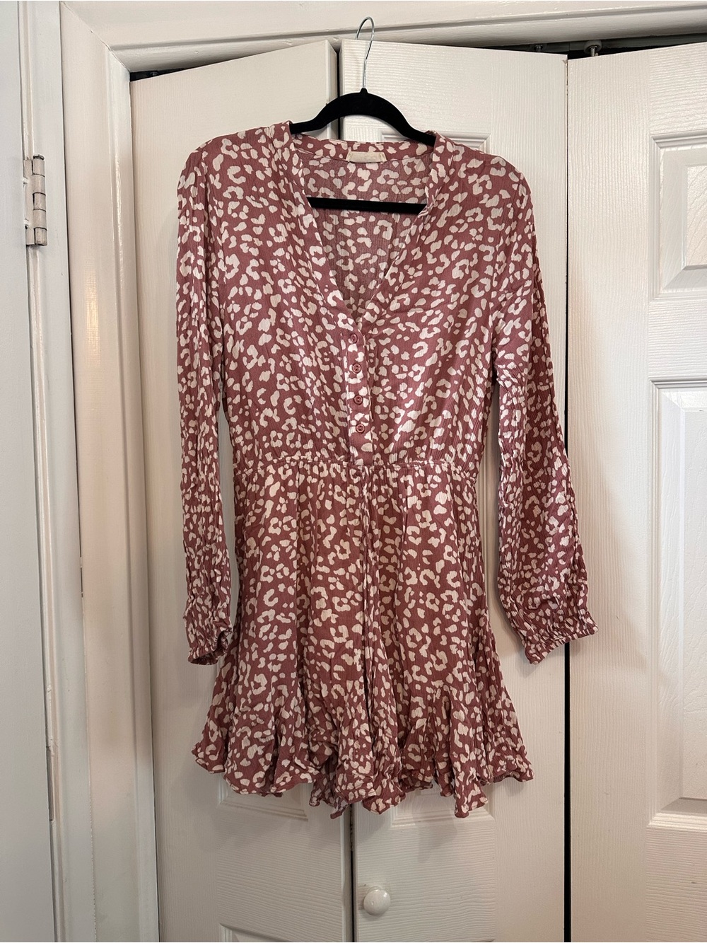 ILLA ILLA Mauve and White Animal-Print Mini Romper